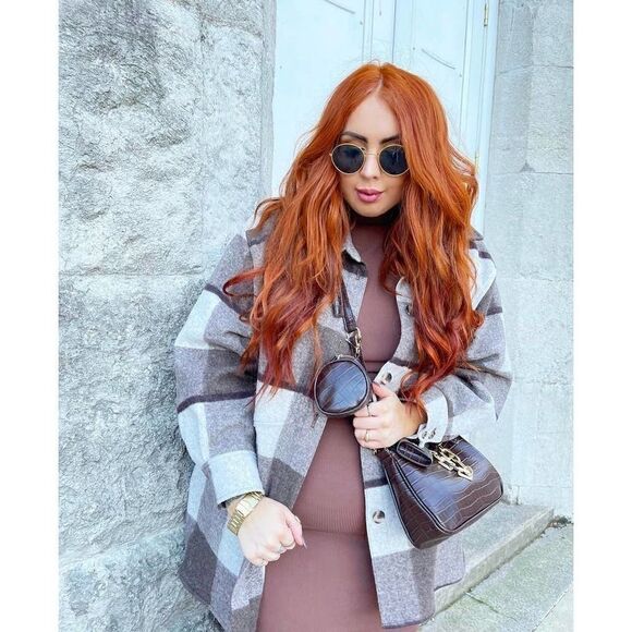 Jacket H&M Felted Shacket Plaid New - Picture 5 of 10